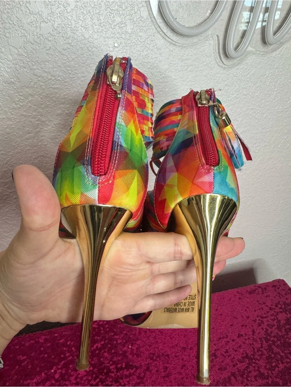 2/for $20 🪩 CHARLOTTE RUSSE Multicolor Strappy Stiletto, Metallic Heel (Size 6)